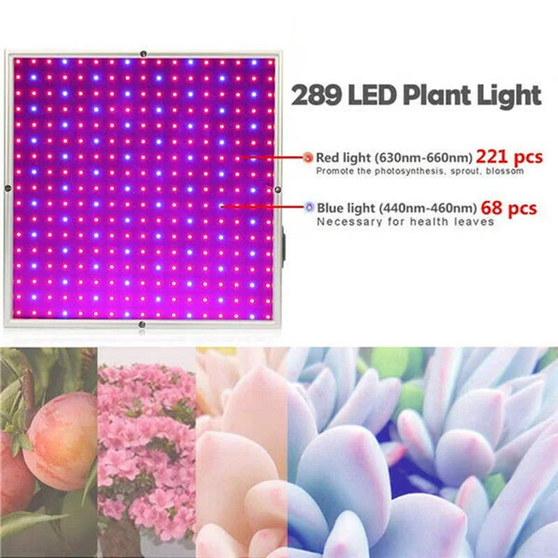289-LED Plant Grow Light Lamp Greenhouse Garden Hydroponic Full Spectrum Hanging Kit Power Cord Wavelength