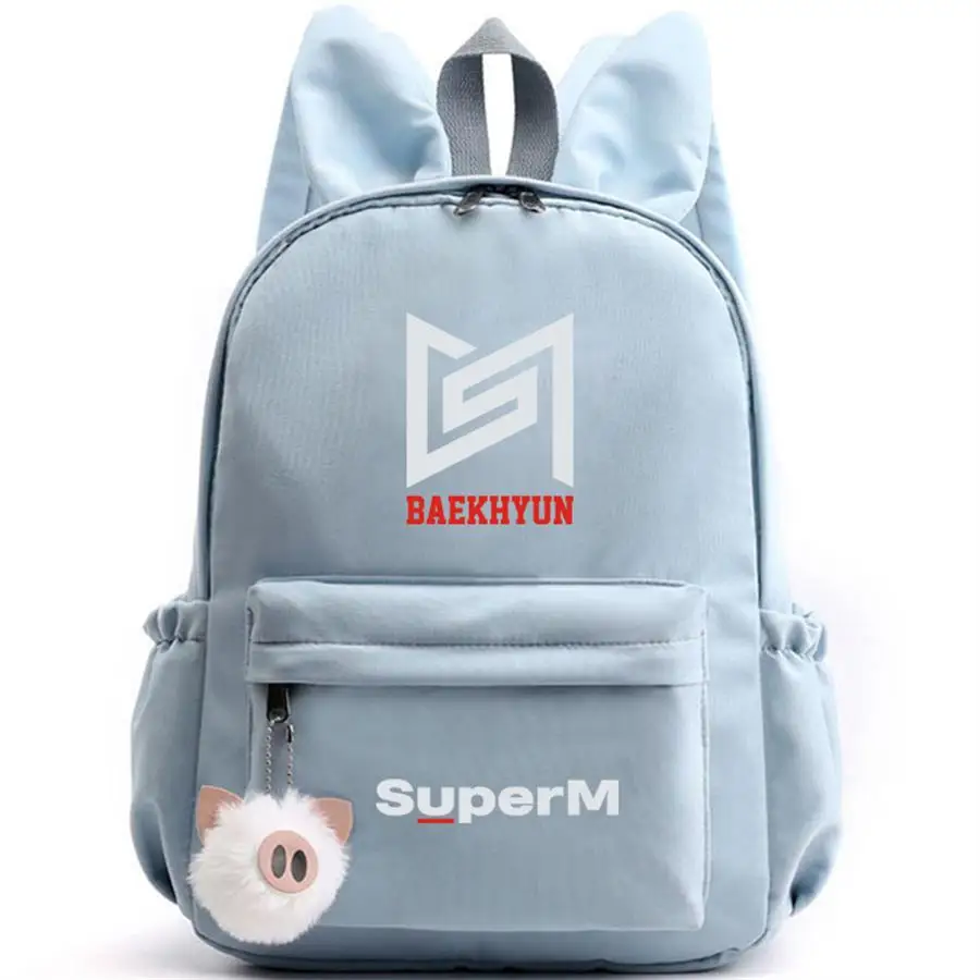 SuperM спортивный рюкзак для путешествий Taeyong Baekhyun сумка на плечо Kpop Taemin Kawaii Rabit Ears модный ранец рюкзак - Цвет: Baekhyun Blue
