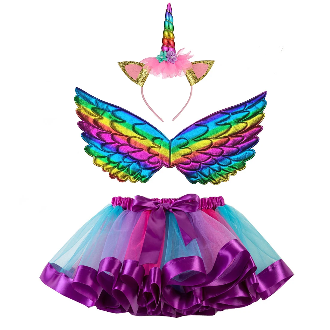 3pcs set Carneval/вечерние Детские костюмы с изображением животных, костюм костима, новогодний костюм единорога для девочек - Цвет: 3pcs set