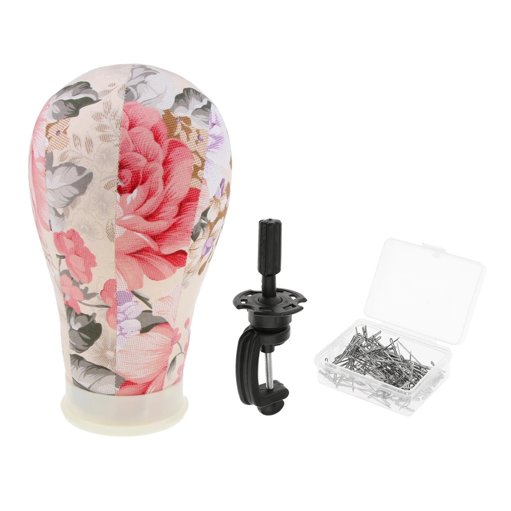 

Wig Head Cork Mannequin Canvas Block Head with Stand Set for Wigs Making Display Styling 21 Inch (Cork Head+T-Pins+Clamp Stand)