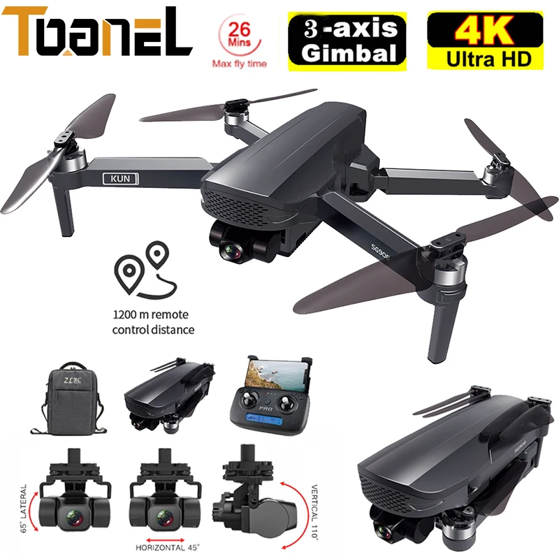 Квадрокоптер SG908 3-осевой с камерой 4K HD 5G GPS Wi-Fi FPV бесщеточный двигатель Ру