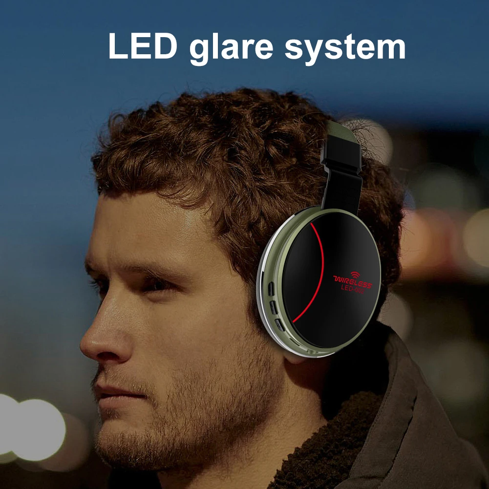 Складная Беспроводной наушники Bluetooth 5 0 Игровые с микрофоном светодиодный