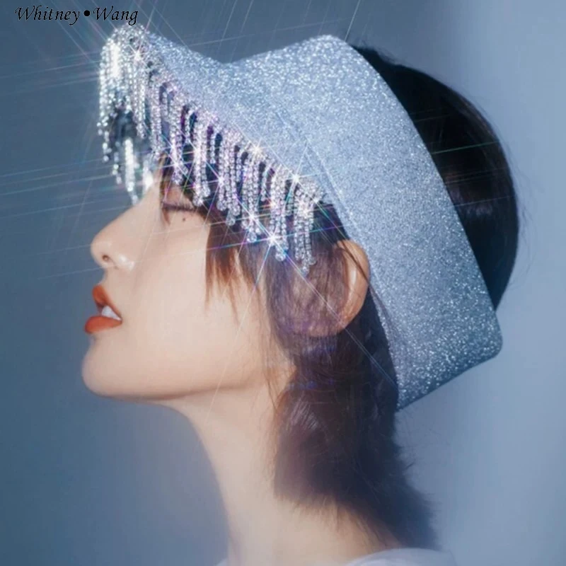 Женская шляпка от солнца WHITNEY WANG с блестящими стразами и кисточками лето