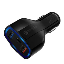 Быстрая зарядка 3,0 USB Автомобильное зарядное устройство 5 в а для Xiaomi Mi 9 huawei P30 Pro Двойной USB Быстрый светодиодный PD type C автомобильное зарядное устройство для телефона
