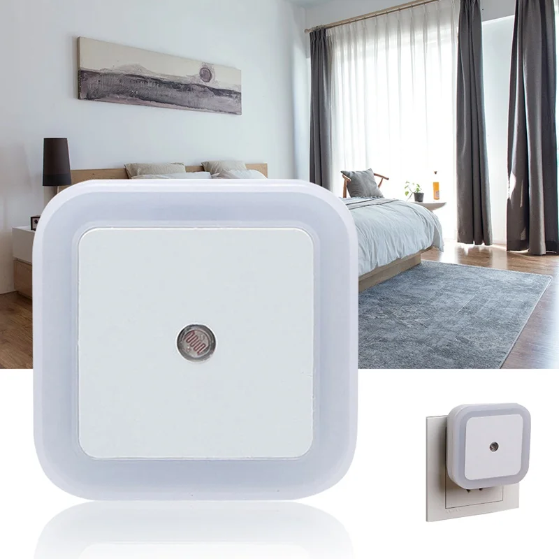 Enchufe europeo/estadounidense Auto Mini Sensor de luz nocturna de Control Novedad LED lámpara de pared del dormitorio cuadrada para niños bebés regalo romántico|Luces de noche LED| - AliExpress