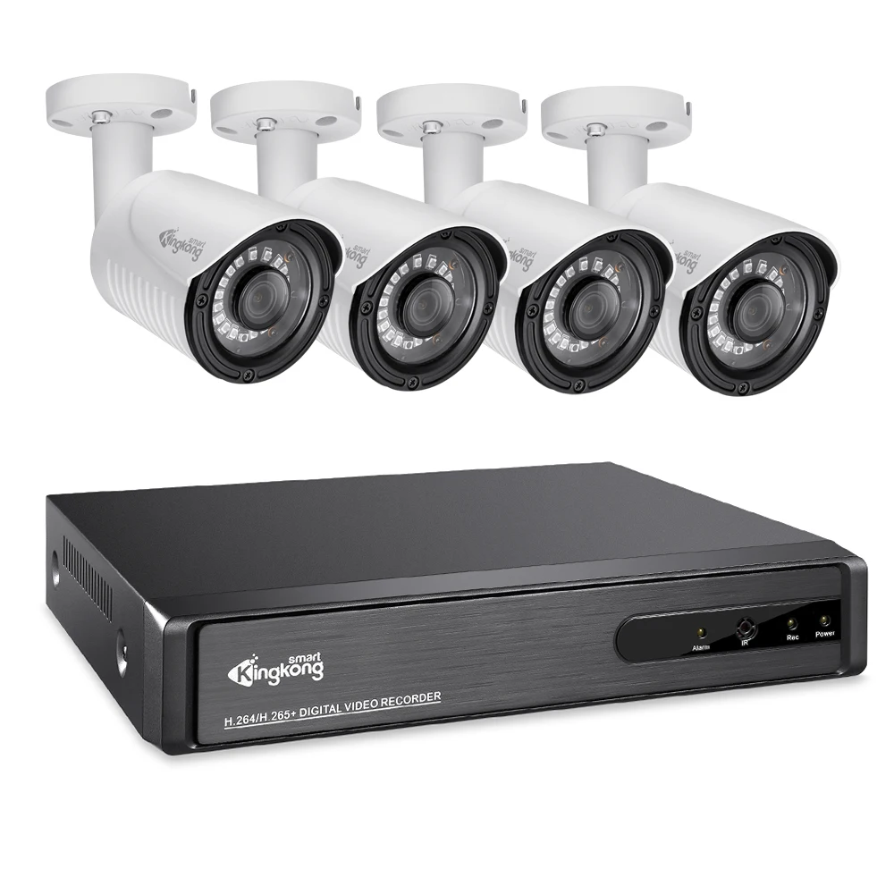

Kingcam 4CH CCTV System 4PCS 1080P Indoor Outdoor Weatherproof Security Camera DVR Kit Day/Night Video Surveillance System