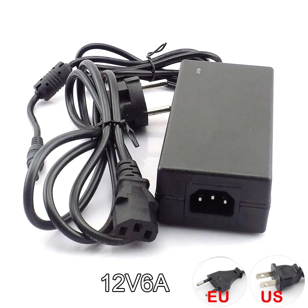 AC адаптер питания DC 240V 12V 6A зарядное устройство Трансформатор камера преобразователь питания для светодиодные ленты светильник 5,5mm x 2,5mm M20