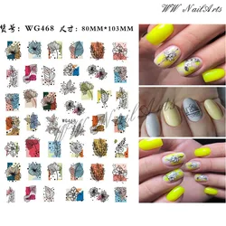 10Pcs Colorful Leaves Nail Sticker Iridescent Geometrics Lines Face Black Snake Adhesive Transfer Sticker DIY Nail Decoration