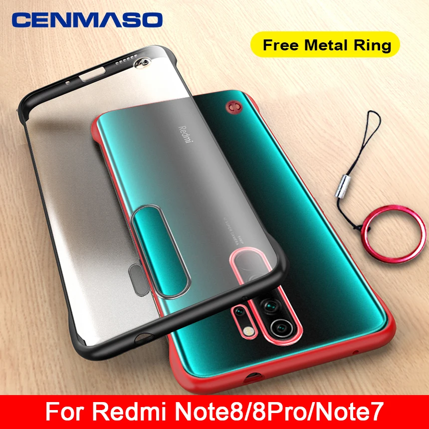 

For Redmi Note 8 Case Redmi Note 7 Frameless Transparent Metal Ring Shockproof Back Cover for Xiaomi Redmi Note 7 8 Pro K20 Case