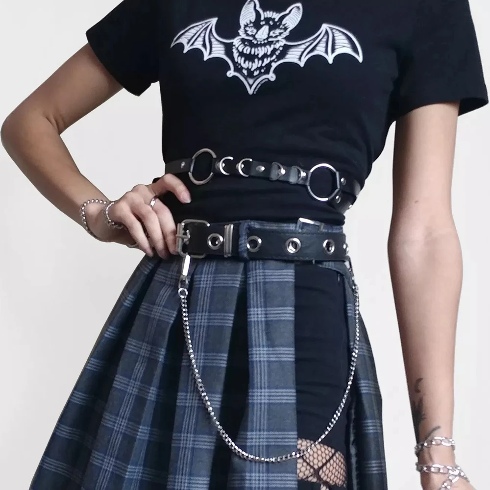 

Handmade Metal Chain Belt Waist Garters For Female Erotic Fetish PU Leather Harness Pastel Goth Body Suspenders Belt Lovely Xun