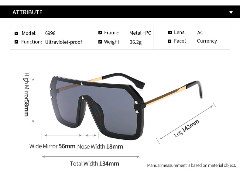 New F Letter Sunglasses Women Vintage Oversized Gradient Sun Glasses Shades Female Luxury Designer UV400 Sunglass