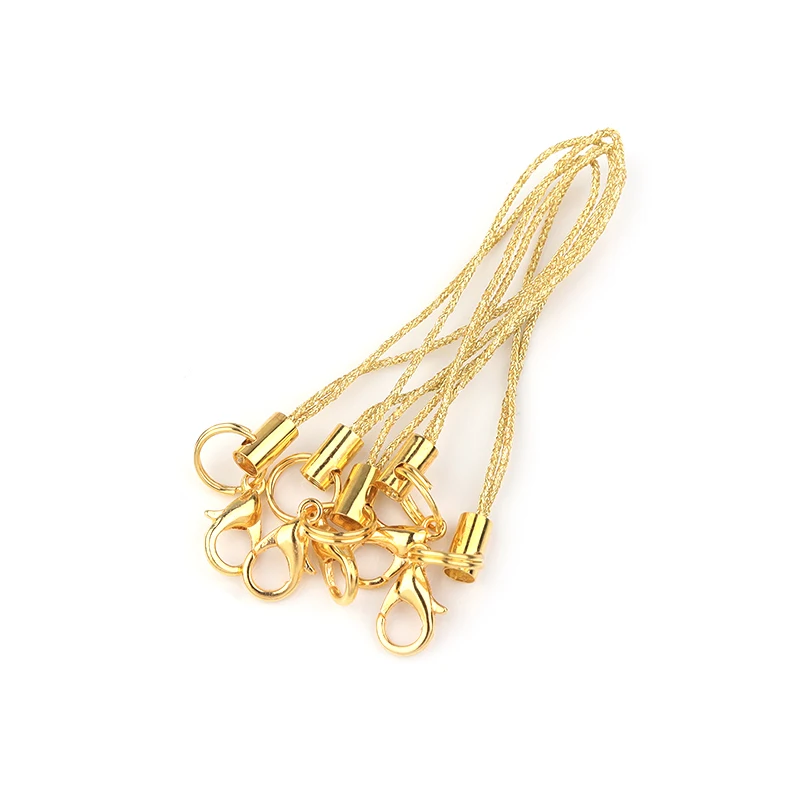 SAUVOO 20/50pcs Gold Double Circle Lobster Clasp Lanyard Strap Cord Cell Phone Mobile Straps Craft Pendant Diy Handmade Material
