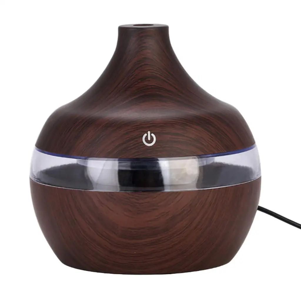300ml Wood Vase Home Air Humidifier Essential Oil Diffuser Machine & Lights