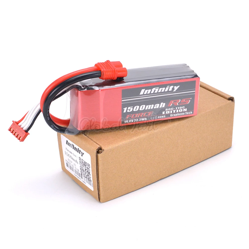 Перезаряжаемые Lipo Батарея Infinity 1300 мА/ч, 100C-200C/1500 мА/ч, 80C-110C 4S1P 4S 14,8 V RS FORCE EDITION для Квадрокоптер с дистанционным управлением Батарея