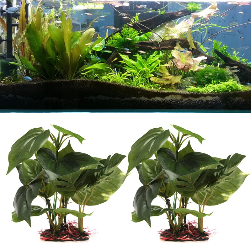 Имитирующее растение для аквариума для дома и жизни зеленая рыба Декор водная Трава Декор Ландшафтный Декор Искусственный большой лист украшение