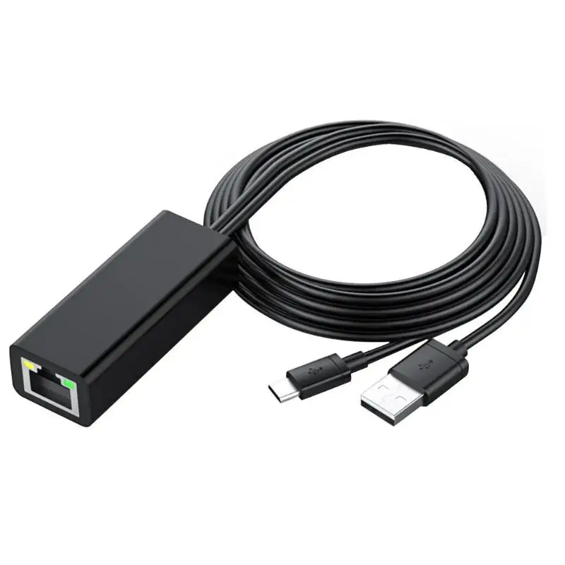 Алюминиевый сплав S71 Micro USB Ethernet адаптер 100 м LAN Карта 1 м Micro USB к RJ45 конвертер - Цвет: Черный