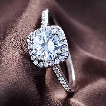 

Male Female Square Zircon Stone Ring Luxury Silver Color Rhinestone Engagement Ring Vintage Bridal Wedding Rings For Women