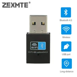 ZEXMTE adaptador Wifi Dongle USB Bluetooth 4,0, tarjeta LAN de red WiFi inalámbrica de 150M, adaptador Bluetooth V4.0 para ordenador portátil y de escritorio