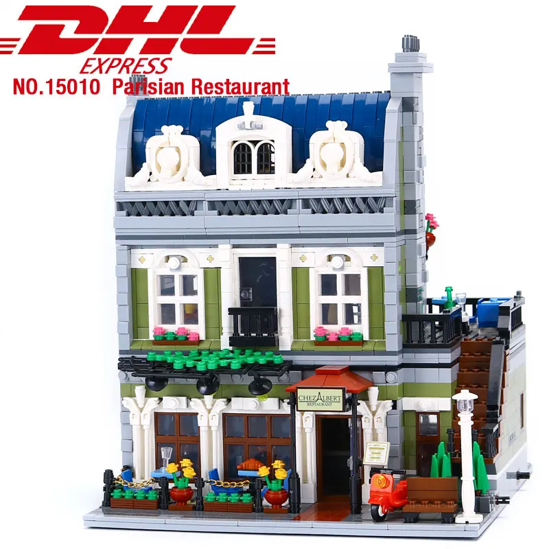 

15010 City Street Creator Series Creative Parisian Restaurant Apartment Building Blocks 2418Pcs Compatible With 10243