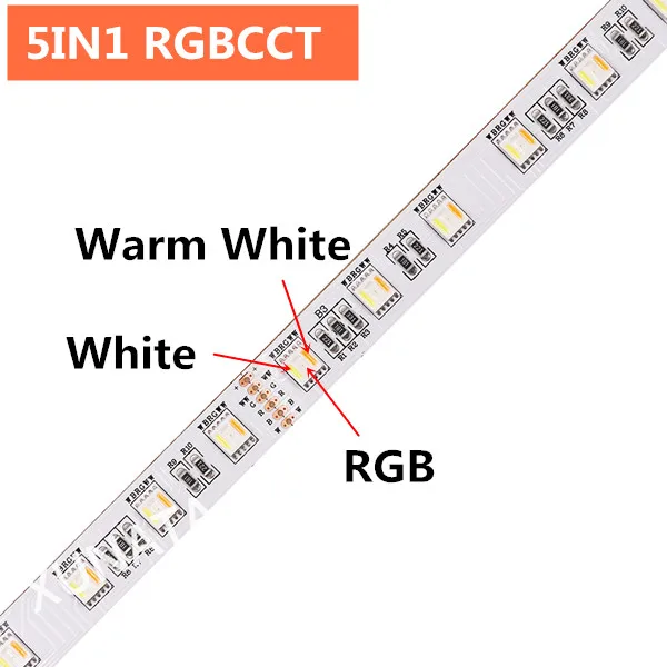 5050 RGB Светодиодная лента 60 Светодиодный s/m RGBW RGBWW RGB CCT белый теплый белый светодиодный свет водонепроницаемый 12 В светодиодный свет для дома - Испускаемый цвет: 5IN1RGBCCT