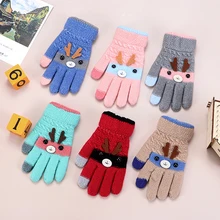 Милые Мультяшные перчатки для малышей, зимние шерстяные вязаные варежки, толстые теплые детские перчатки, теплые перчатки для детей от 3 до 8 лет