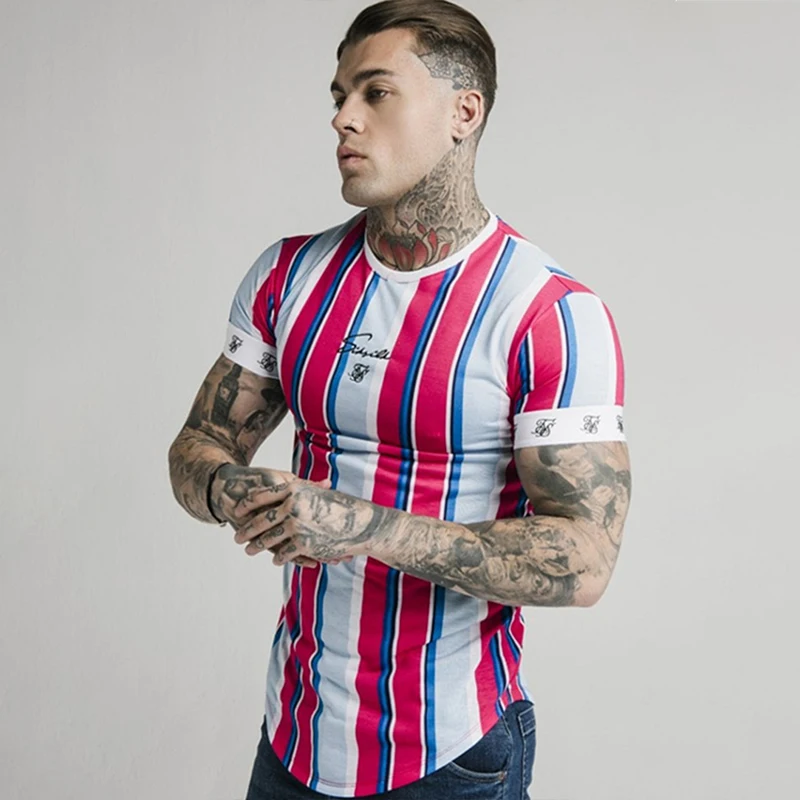 Футболка SikSilk мужская с круглым вырезом шелковая короткая тенниска забавная