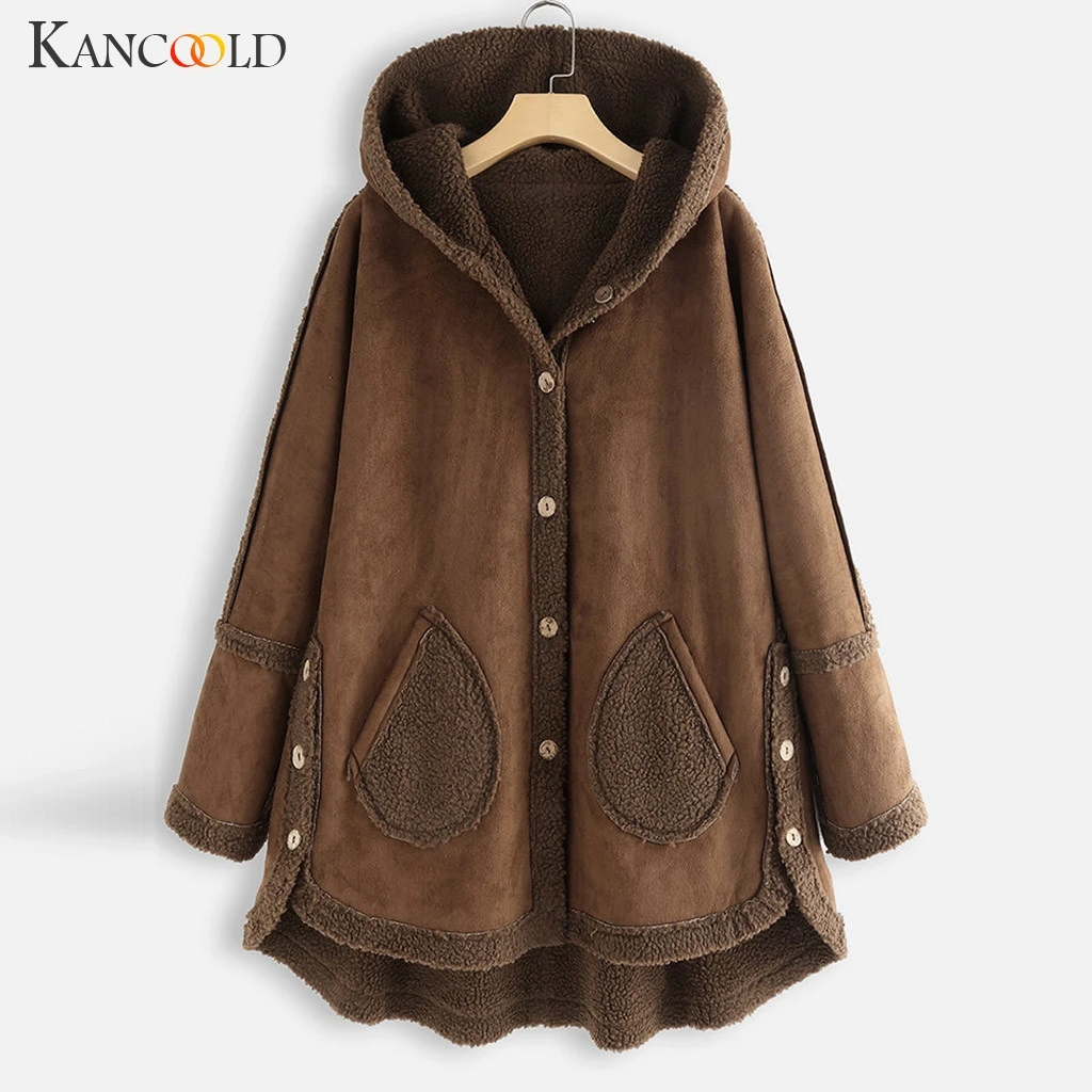 

KANCOOLD coats Women Plus Size Winter Warm Composite PlushButton Lapels Jacket Outwearcoat fashion new Coat women 2019NOV26