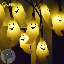 Солнечный СВЕТОДИОДНЫЙ светильник Ghost, открытый Сказочный свет с солнечной панелью, водонепроницаемый для сада, внутренний двор, рождественские вечеринки, 20/30 светодиодный