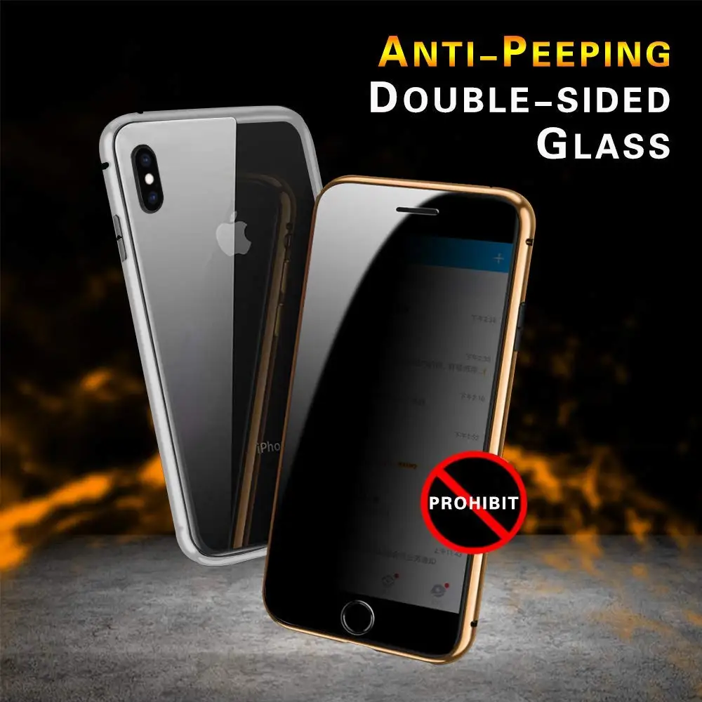 casely phone cases Riêng Tư Kính Cường Lực Từ Tính Cho iPhone 11 Pro Max XS MAX XR X 8 7 6S 6 Plus SE Nam Châm Kim Loại Hình Chống Nhìn Trộm Bao iphone wallet case