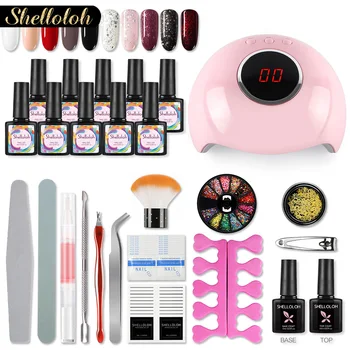 

SHELLOLOH Nail Gel Polish Kit For Nail Art Decorations All For Manicure Set Nail Varnish UV Lamp Dryer Tools Kit