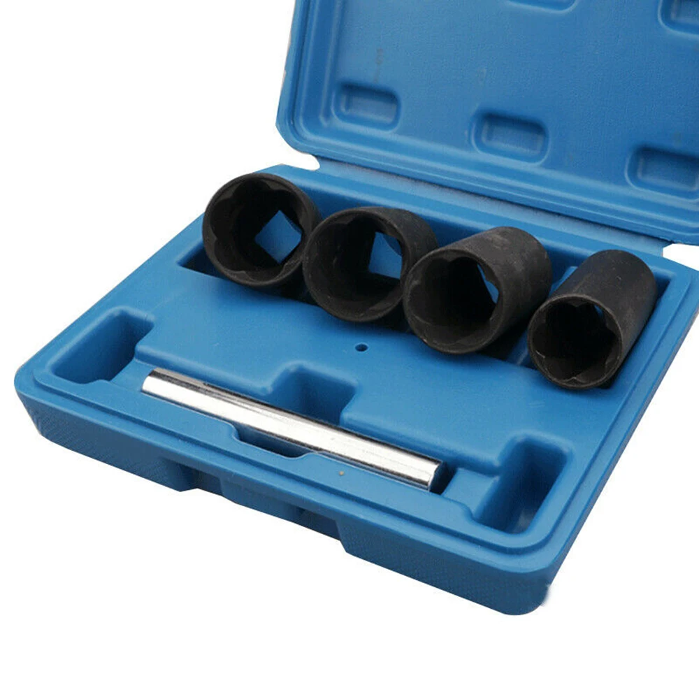 

Easy To Loose 5pcs Set Spiral Deep Socket Set Damaged Worn Lug Nut Lock Remover 17/19/21/22mm