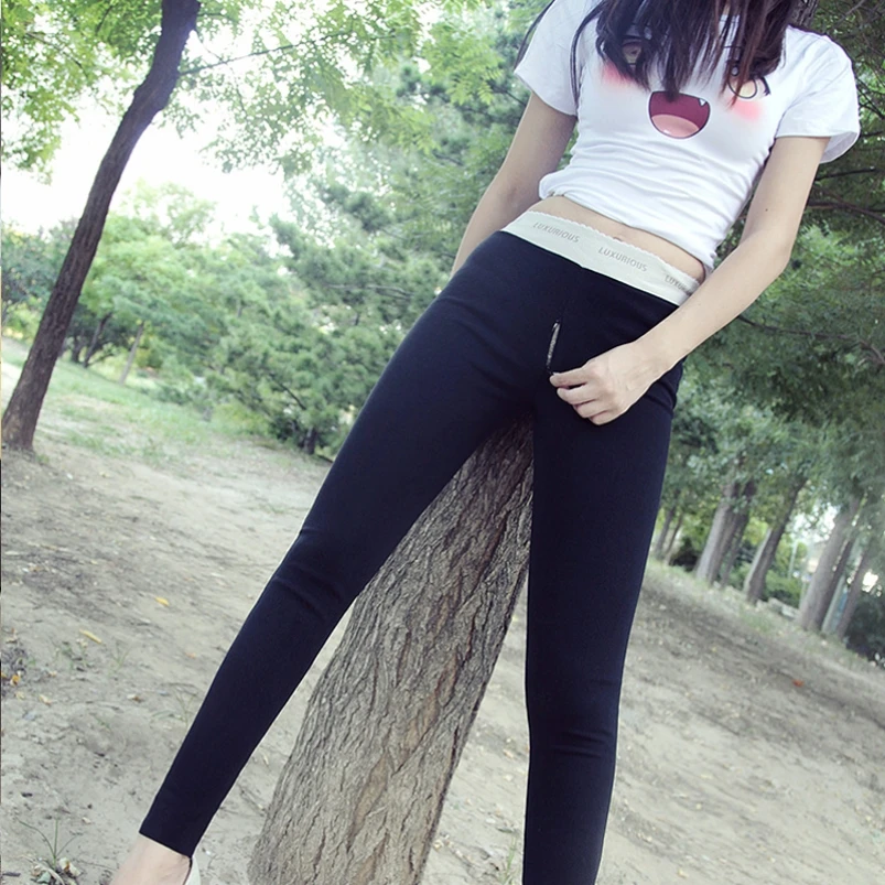 Outdoor Sex Pants With Holes Women Sexy Clothes Open Croch Crotchless Pants Hidden Zippers Ladies High Waist Trousers Leggings women crotchless shorts