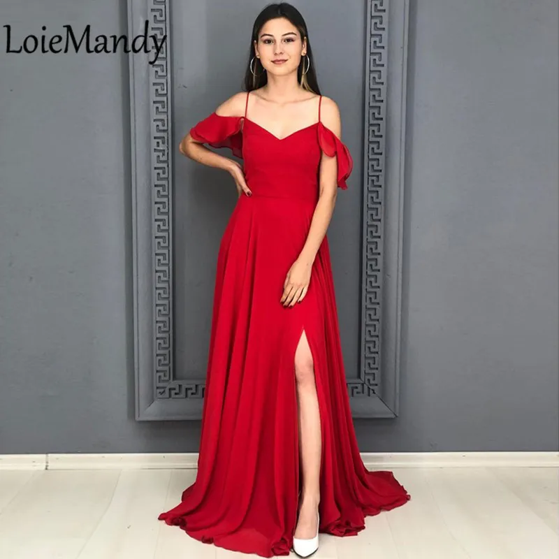 

Glamorous Red Chiffon Prom Dresses Long 2021 Sexy Split Backless Evening Party Gowns For Women Plus Size Robe de princesse femme