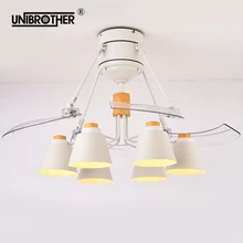 Macaron Невидимый бесшумный потолочный вентилятор с лампой 48 дюймов, современный креативный светильник для гостиной, столовой, спальни