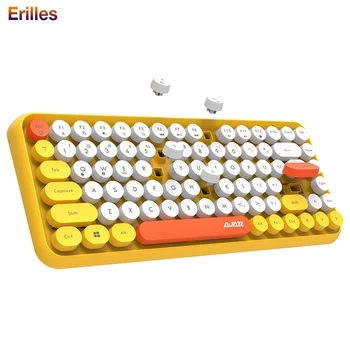 

2020 Portable Mini Wireless Keyboard for Tablet/PC/Laptop/Mac Punk Round Key Cap Noiseless Keyboards Bluetooth Gaming Office