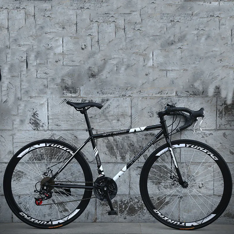 Road Bike Variable Speed Curved Fixed Gear Double Disc Brakes Man and WomenStudents Broken Wind Bicycle