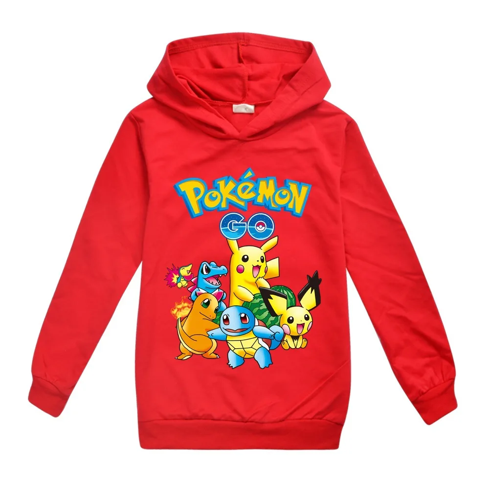Весенне-осенний свитер для мальчиков; хлопковые детские толстовки с рисунком Покемон го Пикачу; Одежда для девочек; детская футболка с длинными рукавами; футболки