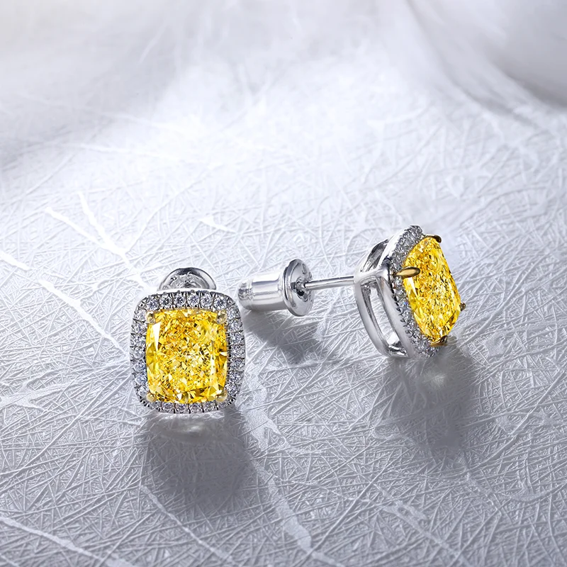 Zhanhao Latest Design 2.0ct 4.0ct Cushion Shape 2021 Fashion Gemstone Silver 925 Earrings Jewelry For Sale