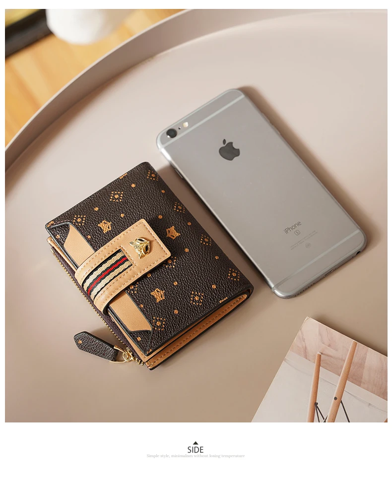 FOXER Unterschrift Karte Monogramm Halter Frauen Kurze Geldbörsen Mini Dame Geld Tasche Chic PVC Leder Kleine Geldbörse Mode Kupplung Tasche – Detail 14