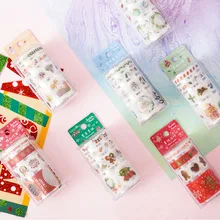 

4 Pcs/set Christmas Washi Tape Pearlescent Paper Clip PET Masking Tape Creative Decorative Stickers Kids Gifts