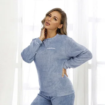 

Women's Winter Flannel Pajama Womens Fleece Pajamas Sleepwear Home Clothing Thick Warm Coral Velvet Female Suit Fall Clothes