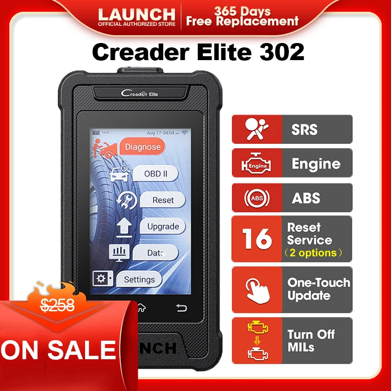 LAUNCH CRE302 OBD2 сканер двигателя SRS ABS считыватель кодов сканирующий инструмент 2