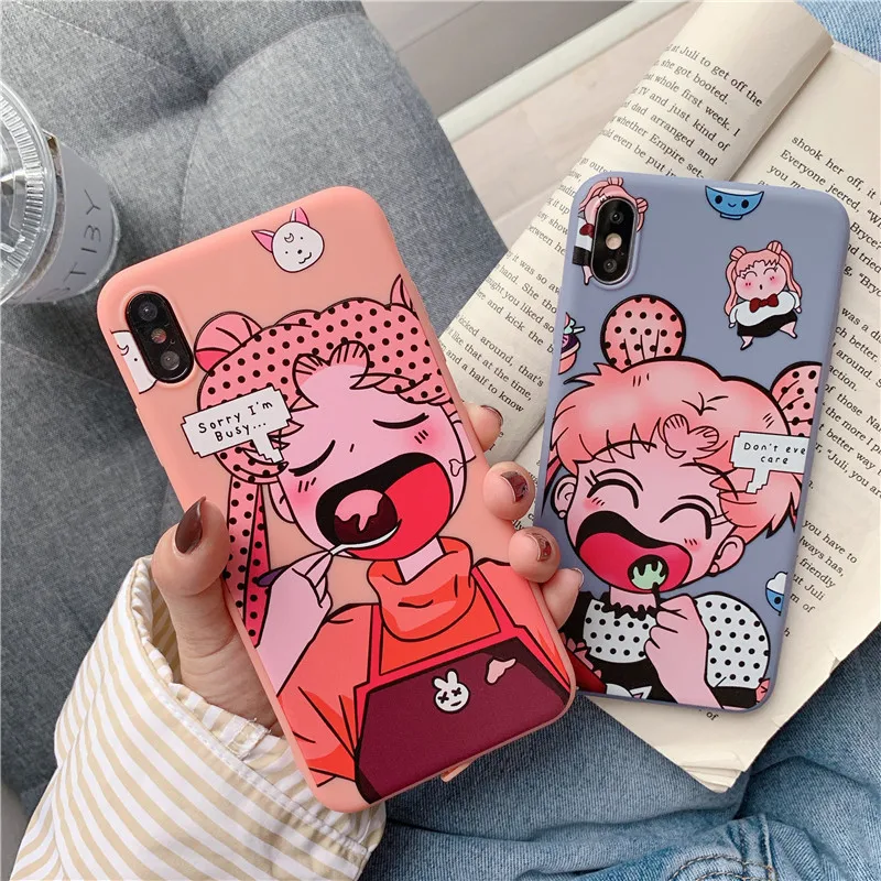 Japan Cute Cartoon Sailor Moon Cover Case For coque iPhone X XS Max XR 7 7Plus 8 6s 6 Plus funny phone cases Silicon soft covers |