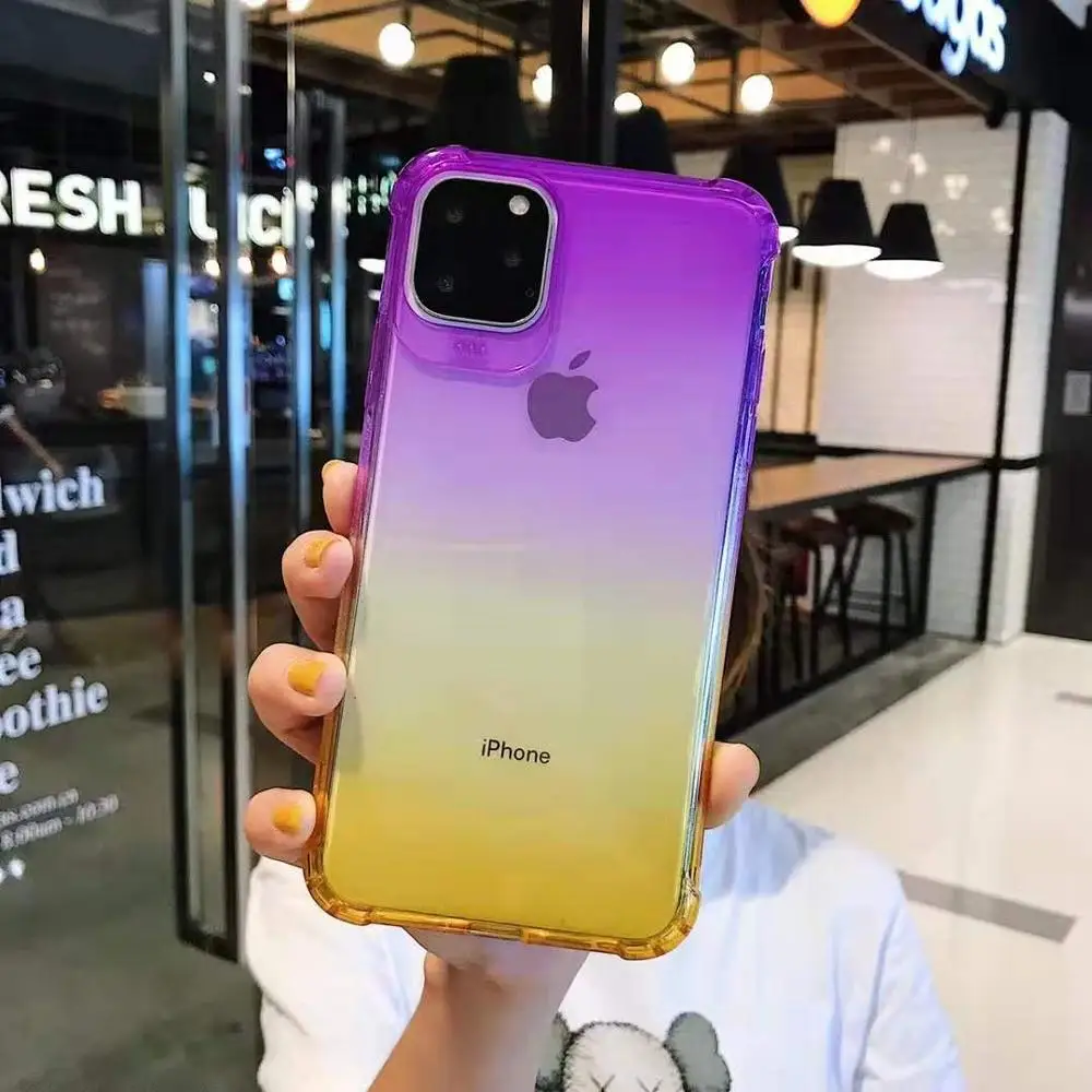 purple yellow YBD Прозрачный чехол для iPhone 11 мягкий прозрачный защитный силиконовый чехол для iPhone 11 Pro Max 5,8 6,1 6,5 чехол s - Цвет: purple yellow