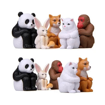 

5pcs Japanese Panda Monkey Rabbit Cat Dog Grievance Animal Creative Doll Small Ornaments Desktop Home Decoration Accessories