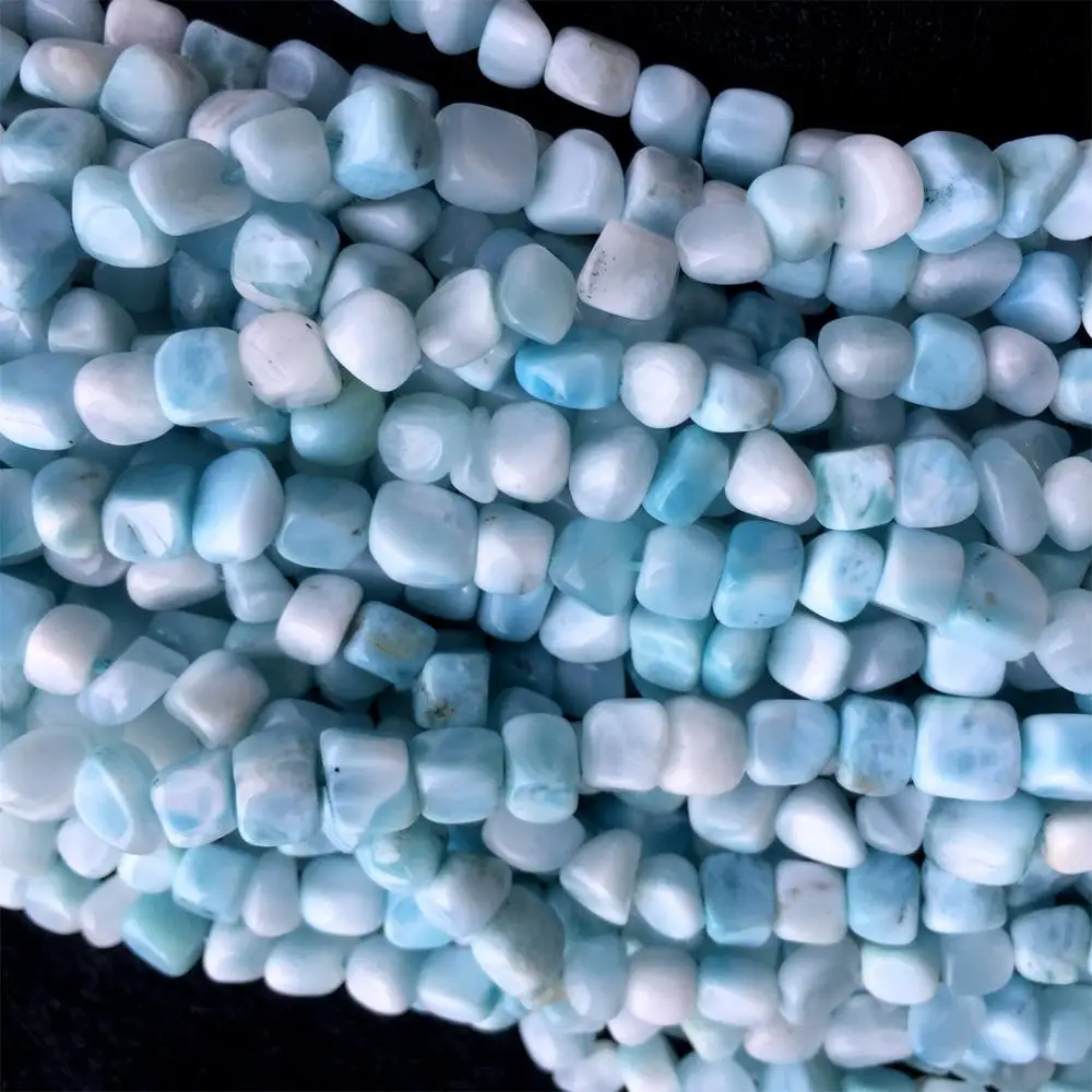 

High Quality Dominicana White Blue Larimar Cube Nugget Free Form Fillet Irregular Pebble Loose Beads Fit Jewelry 15" 06089