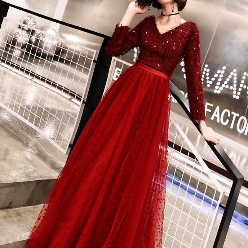 

Vestido Cocktail Vestido Cocktail Gengli Toast Bride Dress Wedding New Thank You Banquet Party Evening Women Sequins Autumn