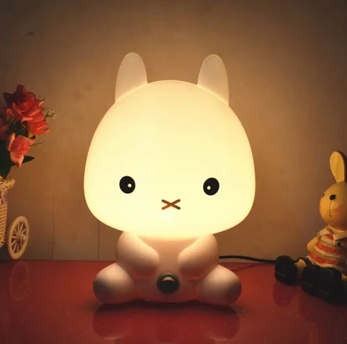 Helloo Kitty ночник скейтборд кошка панда мультфильм животное светодиодный ночник KT кошка Спальня Декор огни детские ночные светильники - Испускаемый цвет: Rabbit white