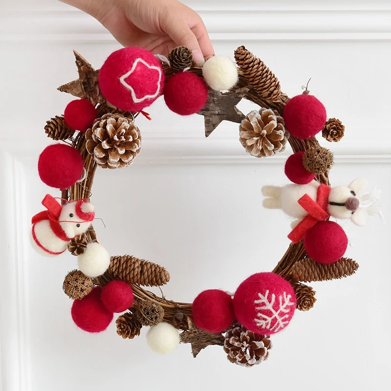Christmas Wreath Front Door Decorations Garland Xmas Winter Holiday Theme Supplies Hanging Ornaments Wreath Window Christmas Dec