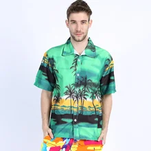 Мужская повседневная гавайская рубашка с коротким рукавом, мужские пляжные Гавайские топы с цветочным принтом